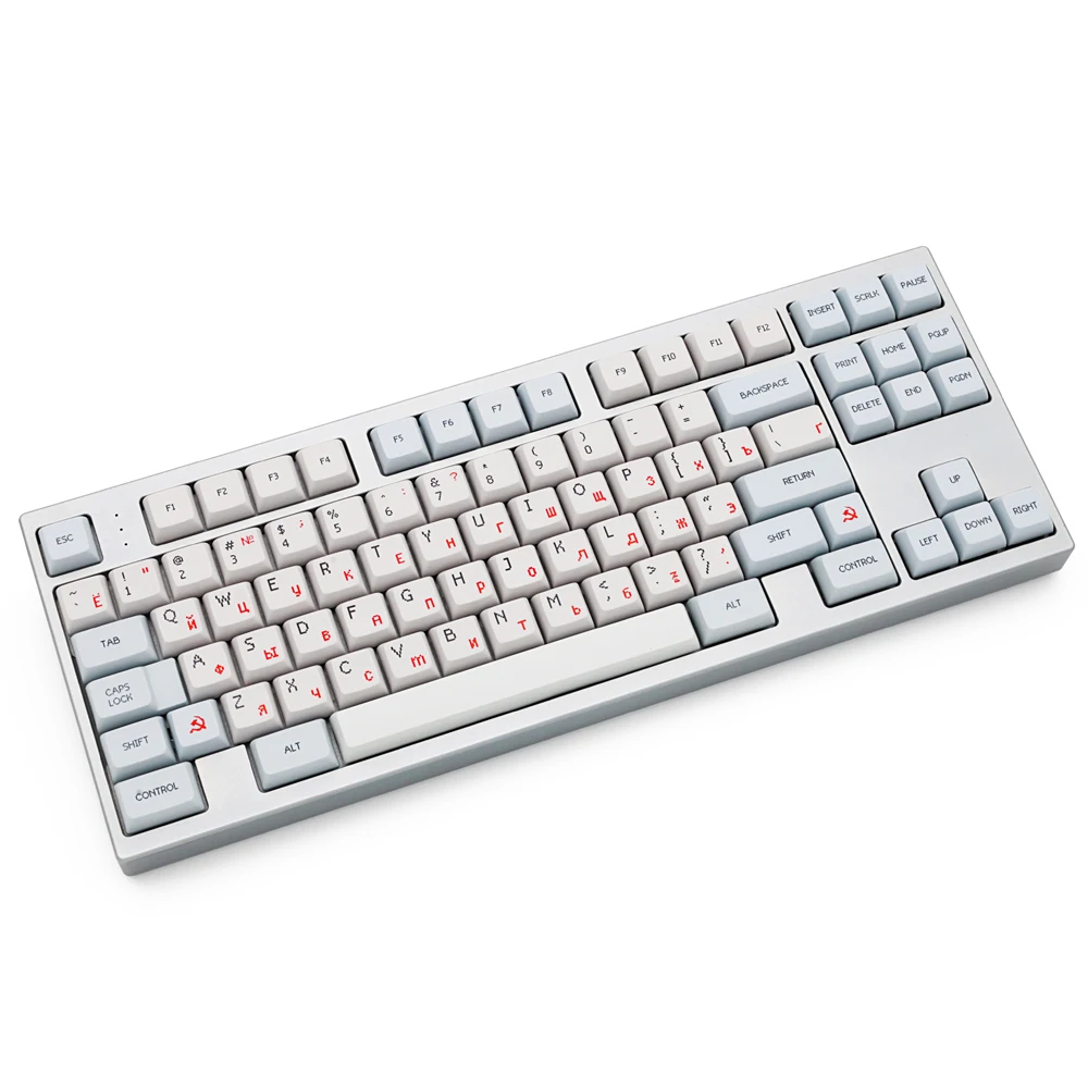 kprepublic Russian pixel root Russia black red font language xda profile Dye Sub Keycap PBT for gh60 xd60 xd84 tada68 87 104