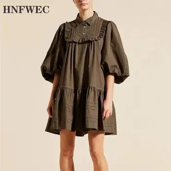 

Women Dress Lantern Sleeve Loose Women Dresses Vintage Casual Lantern Sleeve Summer Dresses For Girls 2020 New Fashion V492