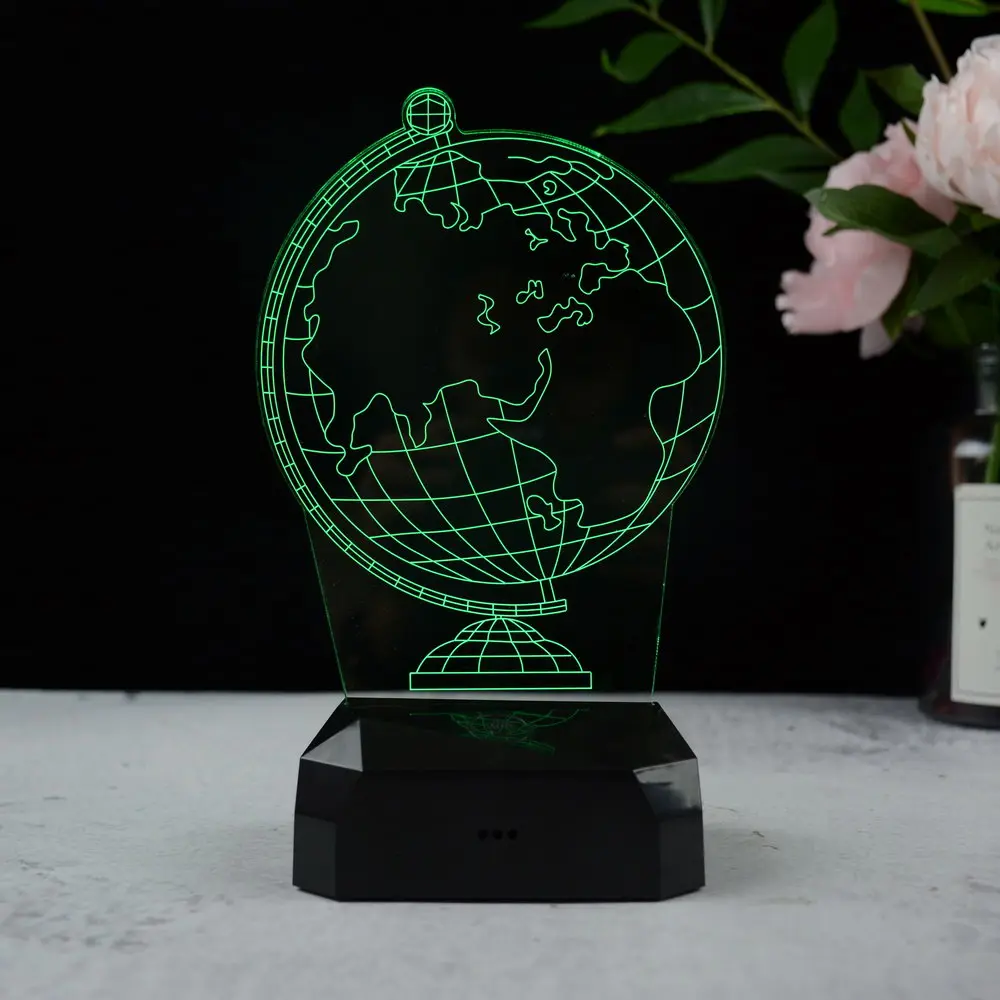 Globe Космическая война 3D креативная Иллюзия свет светодиодный настольная лампа Иллюзия ночник 7 цветов меняющий режим лампа Алмазная база USB лампа - Испускаемый цвет: Globe