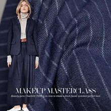 Шерсть в синюю и белую полоску, высокое качество, осенние и зимние штаны, одежда на заказ, модная ткань, ширина 160 см