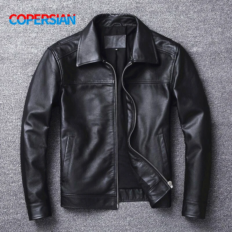 

2023 Men's Leather Jacket Natural Men's Genuine Cowhide Jacket Spring and Autumn Casual Black Men's Clothing Asian size S-6XL