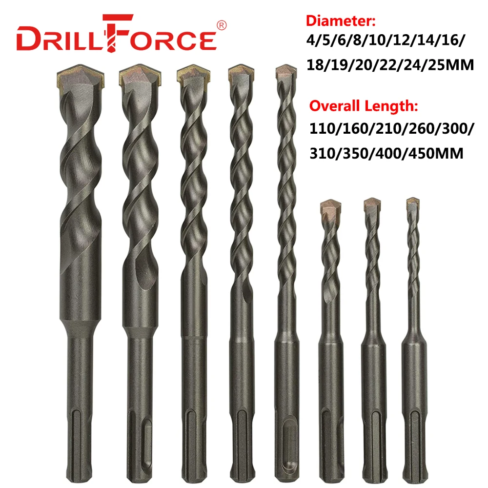 Drillforce 30PCS 3/16" X7" Rotary Hammer Drill SDS Masonry Concrete Drill Bits 