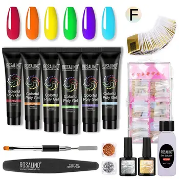 

6PC/set Nail Art Crystal Glue Dissolving Liquid Nail Art Pen Nail Art Polishing Rod Nail Art Model False Nail Glue Poly Gel Kits