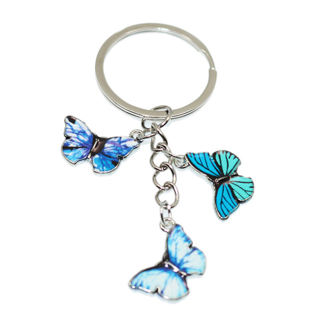 Styles Enamel Colorful Butterfly Pendant Keychain Insects Car Key Rings Women Bag Accessories Jewelry Christmas Xmas Gifts