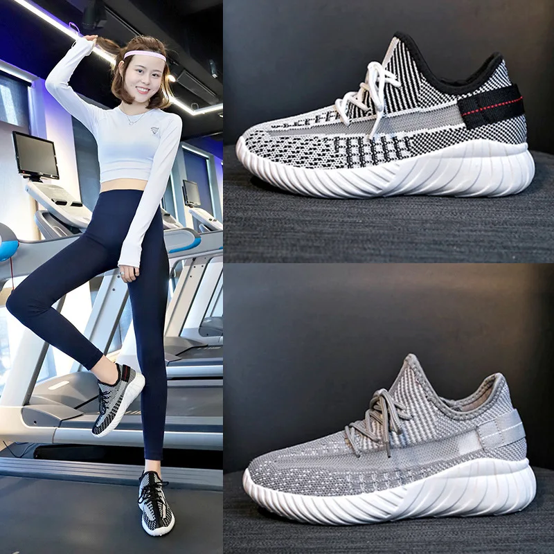 

2019 Spring And Summer New Style Korean-style Versatile Athletic Shoes Student Fly Woven Running Shoes Women's Korean-style Whit