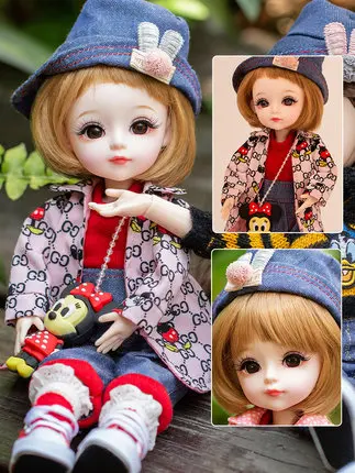 Cute Face 30cm BJD Doll 18 Movable Jointed Pouting DIY Bjd Dolls Princess Toys BJD Round Face long Hair DIY Toy Gift for Girls 10