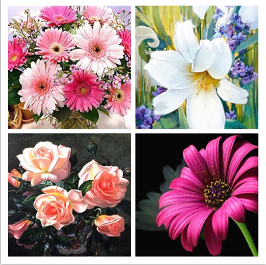 

Full round Diamond Painting Rose Lily Flower Pattern Diy 5d Diamond Embroidery Diamond Rhinestones Picture Home Decor