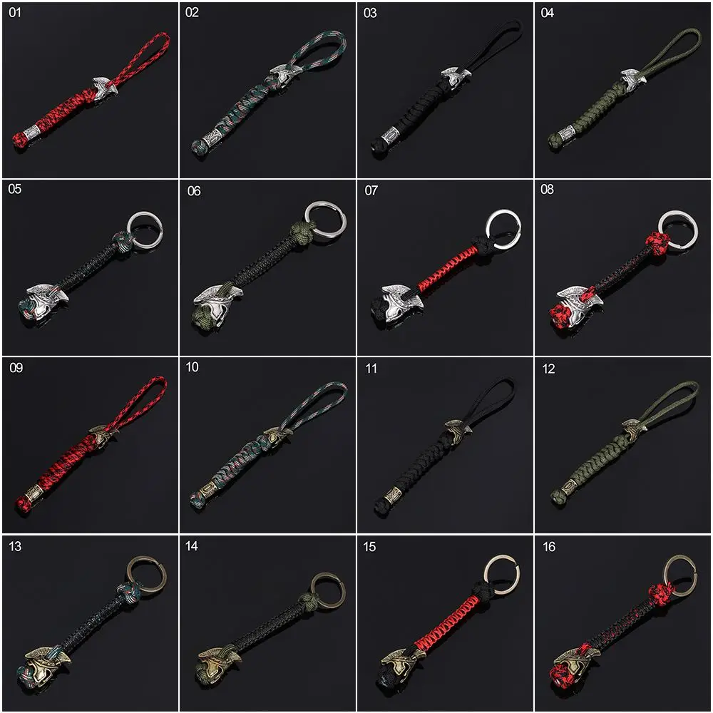 Keychain car key chain outdoor tool rune bead lanyard knife jewelry survival paracord