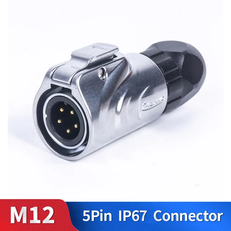 M12 5 Pin водонепроницаемый разъем комплект металлический корпус мужской и женский промышленное уличное освещение кабель вилка и розетка