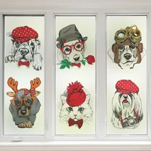 Индивидуальный размер, оконная пленка, Мультяшные животные, модная, статическая, цепляется, защита конфиденциальности, украшение дома, матовая, съемная, из фольги, 40 см x 60 см