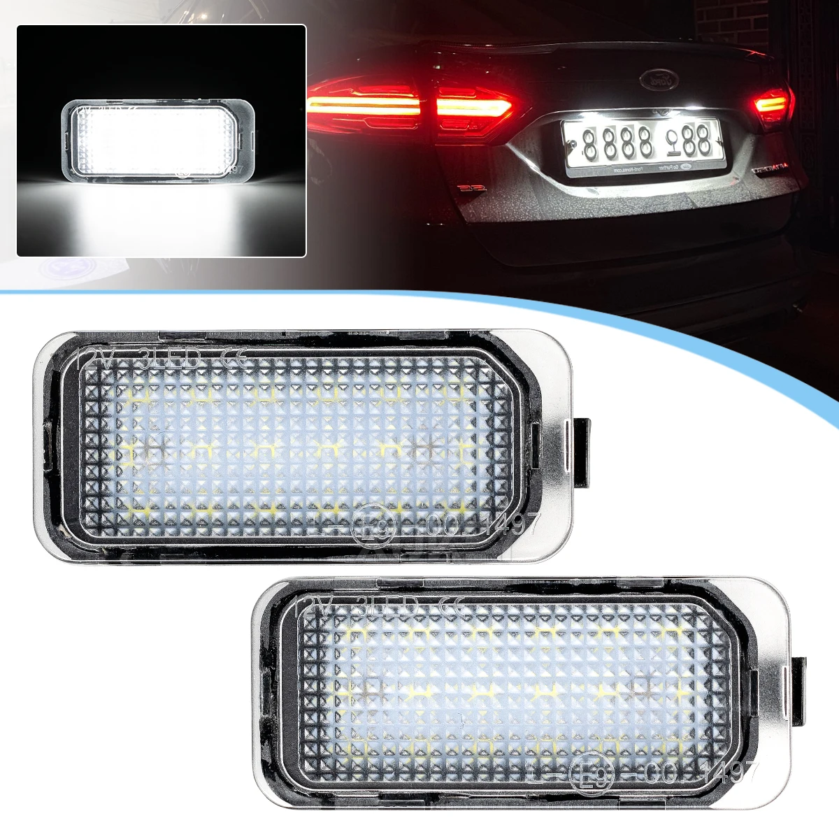 Светодиодные номерные знаки для Ford Jaguar XJ XF Fiesta Focus S-MAX Grand C max Mondeo Kuga Galaxy Ecosport Canbus |