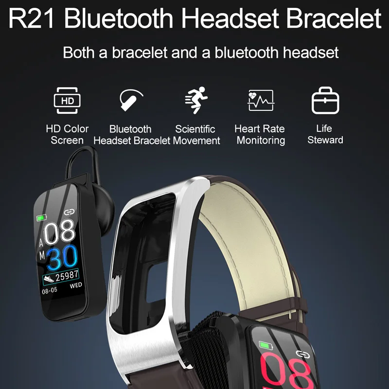 Смарт часы R21 Bluetooth телефонный звонок ответ браслет сердечный ритм кровяное давление фитнес-трекер цветной мужской женский спортивный диапазон сигнализации