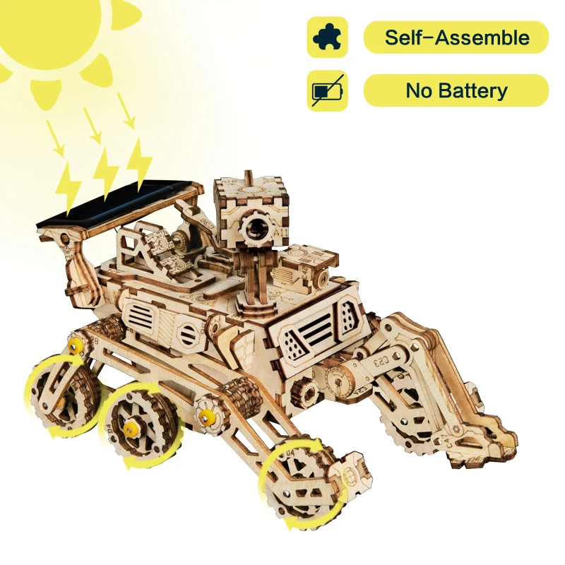 

Wooden Solar Energy Powered 3D Moveable Space Hunting DIY Model Educational Puzzle Toy Gift For Child Adult
