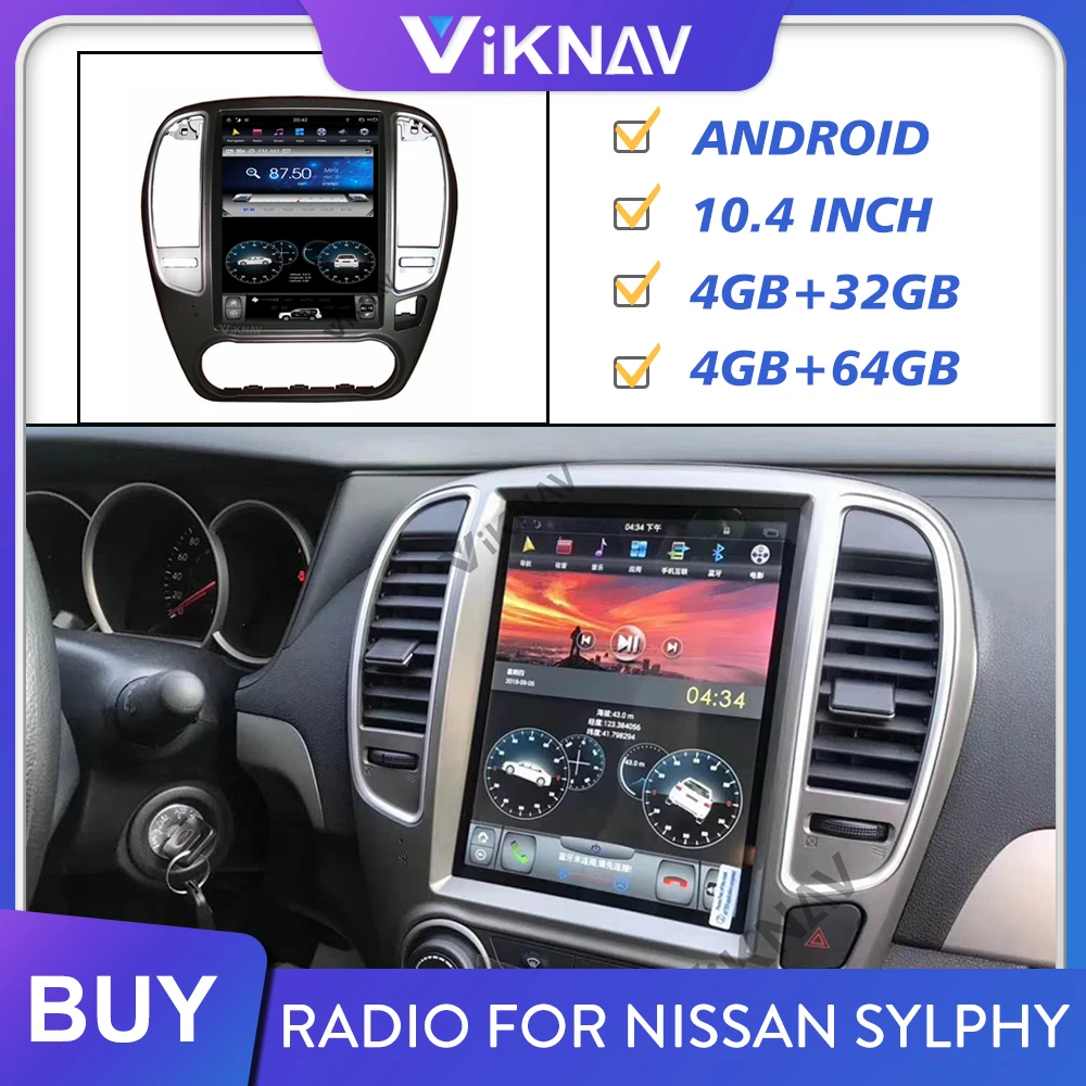 

Android Car Radio Stereo Receiver Multimedia Player for NISSAN SYLPHY 2005-2010 2011 2012 2013 2014 Auto GPS Tape Recorder FM