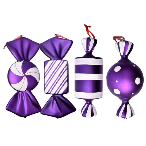 Рождественские украшения для конфет кулон 38 см фиолетовые окрашенные конфеты! Экспортные товары! Один по доступной цене - Цвет: 4PCS