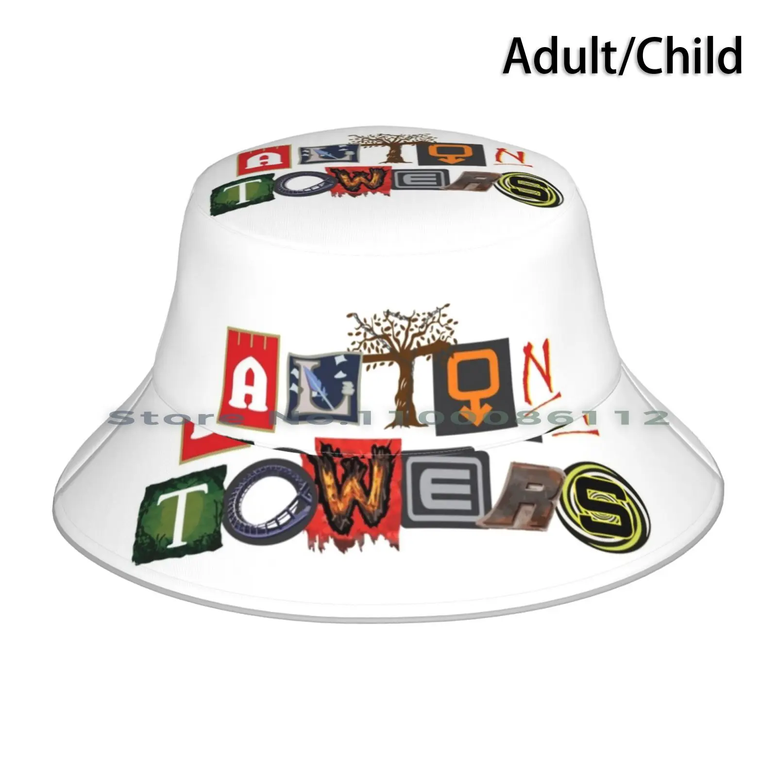 Alton Towers Collage Design Cappello Da Pescatore Berretto Da Sole Alton Towers Nemesis The Smiler Oblio Rita Cavatappi Wickerman Brimless