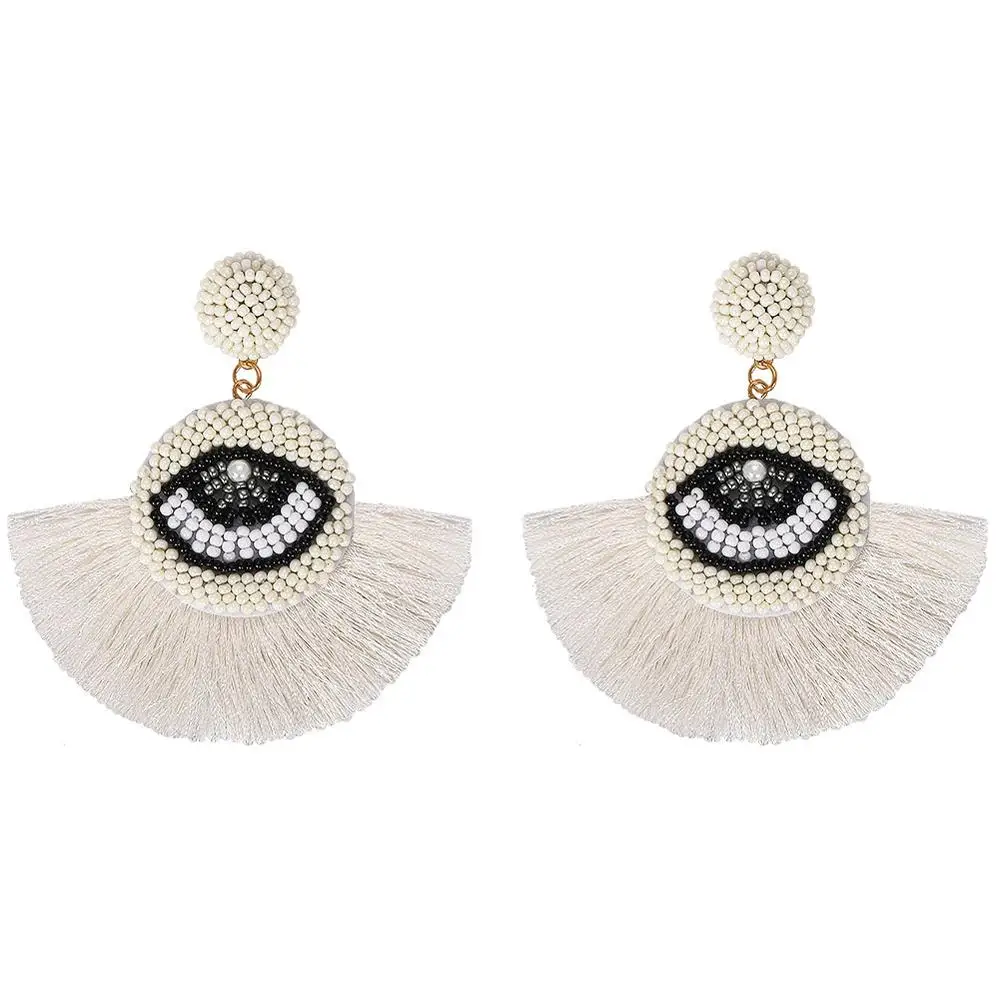 14 Best lady White Raffia нанизанные бисером серьги ювелирные подарки ручной работы Мульти Дизайн Свадебные висячие серьги с кисточками для женщин вечерние Bijoux - Окраска металла: 14