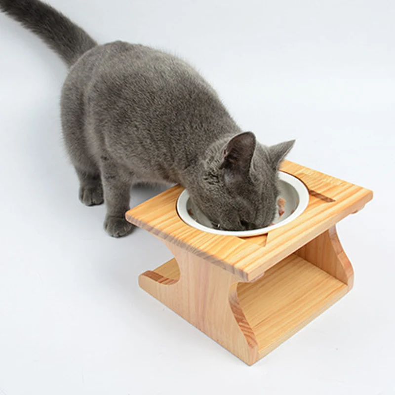 

HOT Elevated Tilted Pets Bowls with Wooden Stand Pet Feeder for Pet Cats Dogs TI99