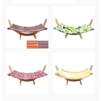

Yiwa Small Hammock Hanging Bed Swing with Wood Frame for Small Pets Cats Dogs Pets Hamster Squirrel Chinchilla House