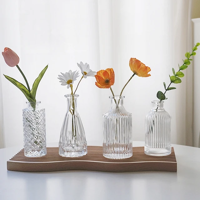 Transparent Flower Vase Glass Flower Bottle Vases Hydroponic Container for Plant Creative Flower Bottles Home Desktop Ornament