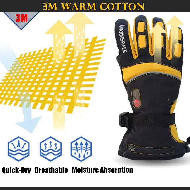 4000MAH Smart Electric Heating Gloves Waterproof Li-Battery Double-side Self Heated Ski Gloves