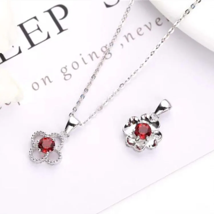 

925 Sterling Plated 18K Gold Natural Garnet Pendant Necklace Global Hair Multicolored Jewelry