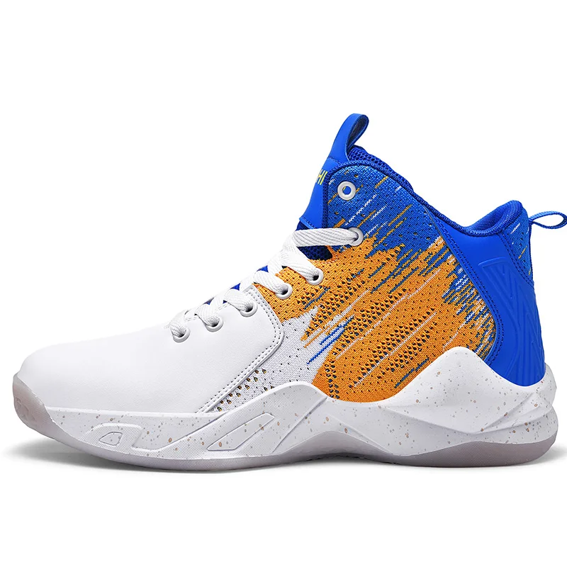 white and blue Мужские амортизирующие баскетбольные кроссовки Jordan, Мужские дышащие Ретро баскетбольные кроссовки, Нескользящие высокие кроссовки, мужские баскетбольные ботинки - Цвет: white and blue