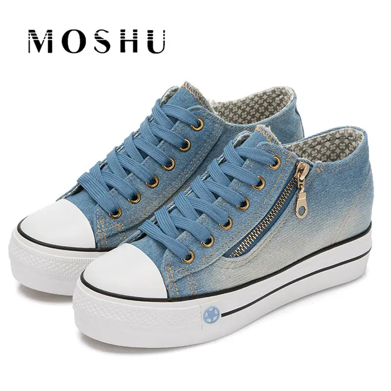 Women's Sneakers Trainers Casual Vulcanize Comfy Canvas Shoes Ladies Female Zapatillas Mujer Tenis Feminino Basket Femme - Цвет: SKY blue