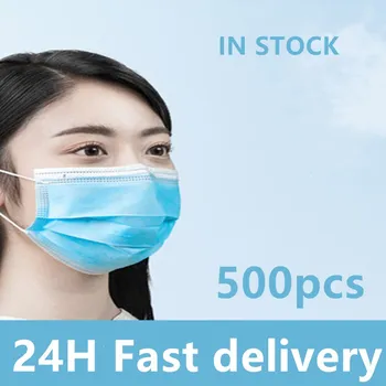 

500 pcs Disposable Mask Mouth Mask Non-woven Melt Blown Three-layer Mouth Mask