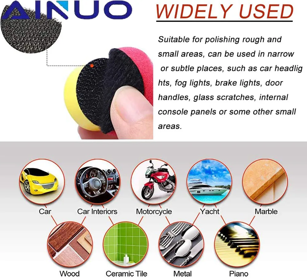 22Pcs Buffing Waxing Polishing Sponge Pads Kit Set Car Wheel Hub Polish Buffing Shank Waxing Foam Polisher