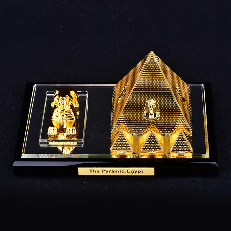  Egyptian Pyramids Crystal inlaid with gold Assembling Souvenirs Decoration Tower building structure