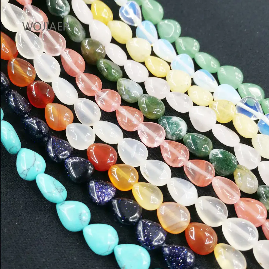 

WOJIAER Natural Aventurine Agates Opalite Gem Stone Teardrop Loose beads For Making Jewelry 400PCS/Lot ZBM020
