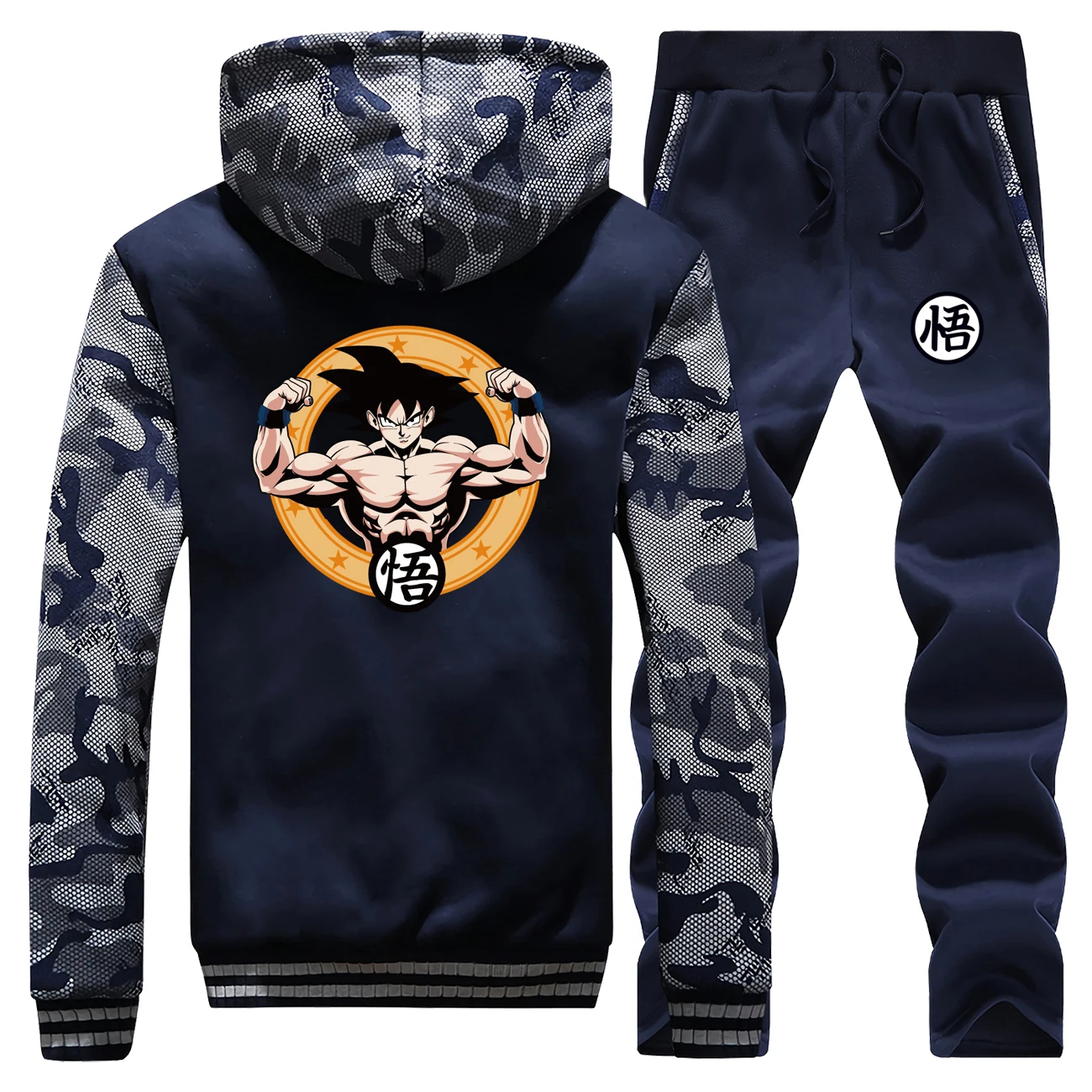 Fashion Japane Anime Dragon Ball Saiyan Men Camo Sweatshirt Hoodies Men's Hoodies+Pants Sets Winter Fleece Sportswear Sweatpants Fashion Japane Anime Dragon Ball Saiyan Men Camo Sweatshirt Hoodies Men's Hoodies+Pants Sets Winter Fleece Sportswear Sweatpants