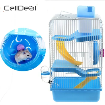 

Portable Luxury 3-storey Pet Hamster Cage Castle Hamster Accessories Home Habitat Decoration Multifunctional