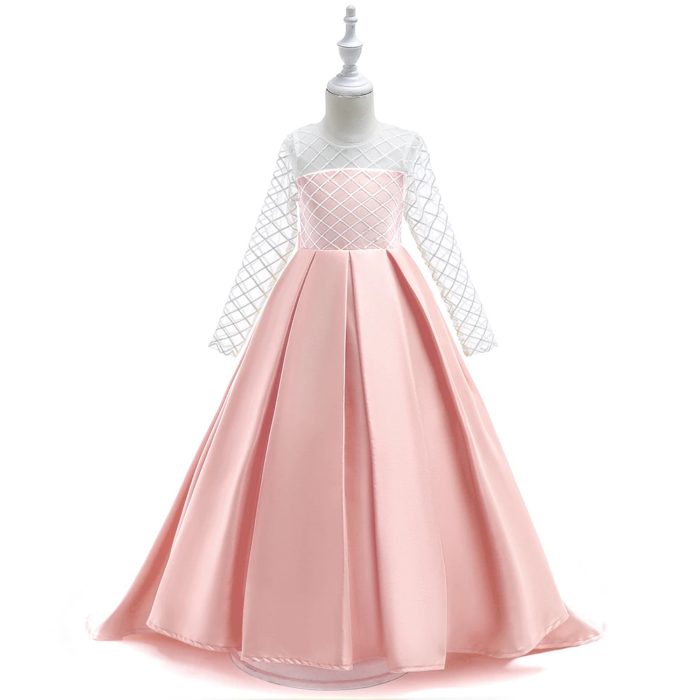 Pink Petit Camelia/Коллекция года, детское платье вечерние платья с бантом и круглым вырезом для девочек элегантное вечернее платье для девочек на свадьбу, день рождения, детские платья От 4 до 9 лет - Цвет: Pink