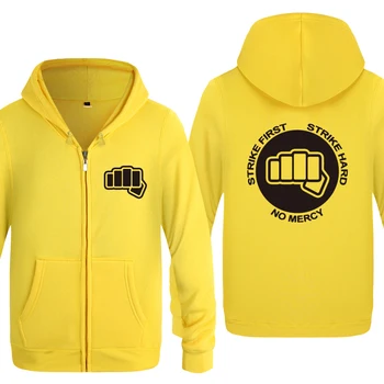 

STRIKE FIRST STRIKE HARD Creative Sweatshirts Men 2018 Mens Zipper Hooded Fleece Hoodies Cardigans