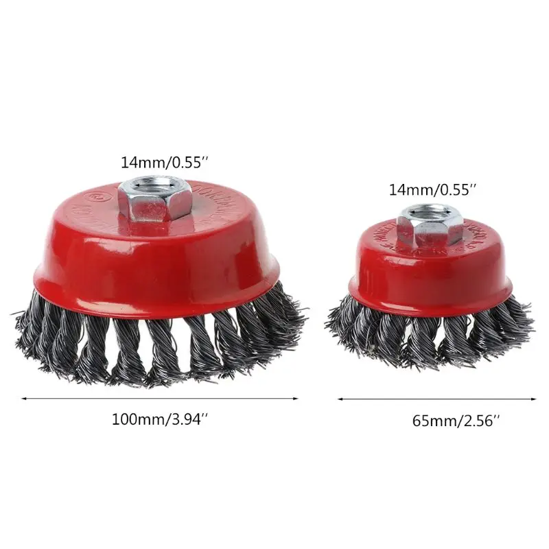 1 шт. проволока из нержавеющей стали чаша для полировки щетка с 14 мм отверстием витая проволока Форма колеса для полированных деруширующих