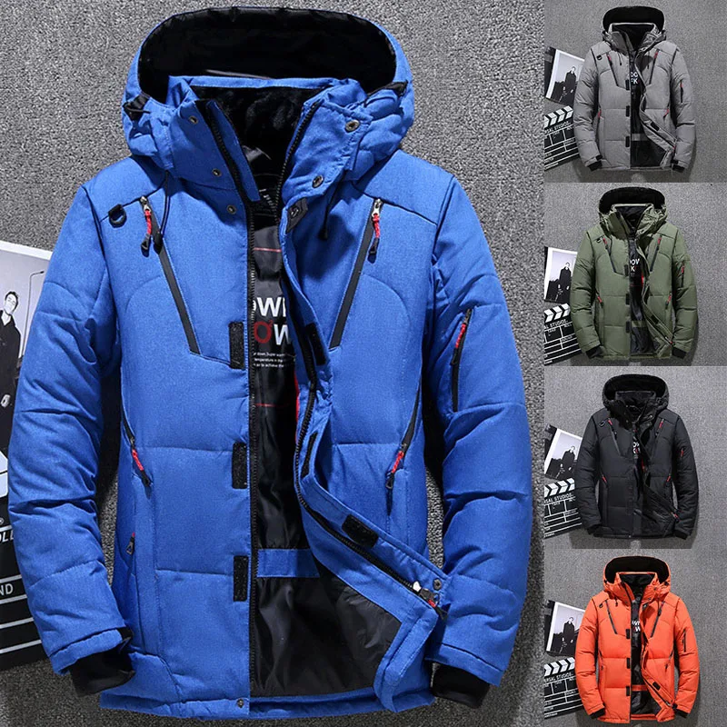 

Upgraded Winter Men Ski Jacket Multiple Pockets Thicken Skiing Jackets Down Hooded Jackets Down Snow Overcoat Keep Warm Coat