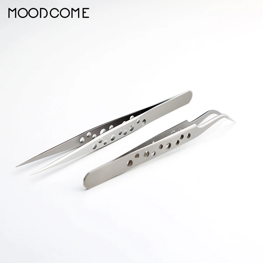 

1/2 PCS Stainless Steel Eyebrow Tweezer Stainless Steel Curved Straight for Eyelash Extension Antimagnetic Anti Acid Tweezers