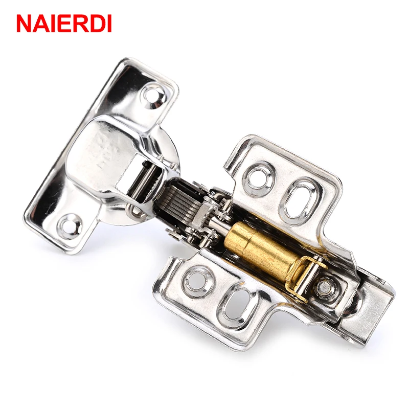 NAIERDI 4PCS C Series Stainless Steel Hydraulic Hinge Iron Core Damper Buffer Cabinet Hinges Cupboard Door Hinges Soft Close