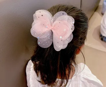 

Korean children's hair accessories fairy star yarn big bow girls top clip little princess hair clip baby head jewelry