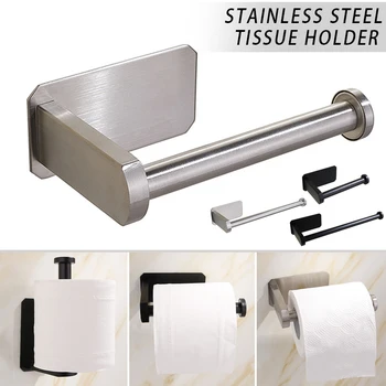 

Self Adhesive Toilet Paper Holder Toilet Roll Stick on Wall Stainless Steel for Bathroom Kitchen can CSV
