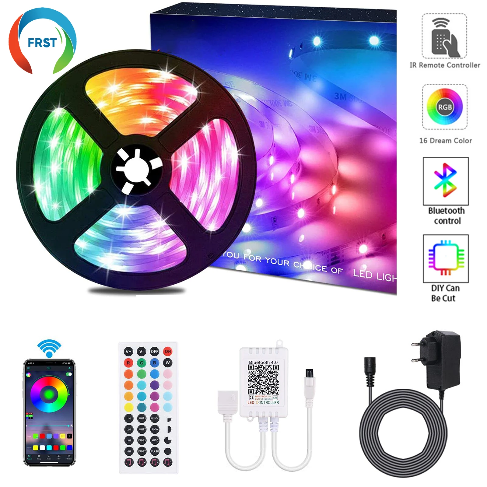 20M RGB LED Strip with Bluetooth LED Light LED Strip Light 5050 App Sync with Music Flexible LED Strip with Remote Control