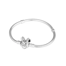 День Святого Валентина мерцающий Минни портретный браслет на память Аутентичные 925 серебряные браслеты для DIY бусины женские модные браслеты для изготовления ювелирных изделий