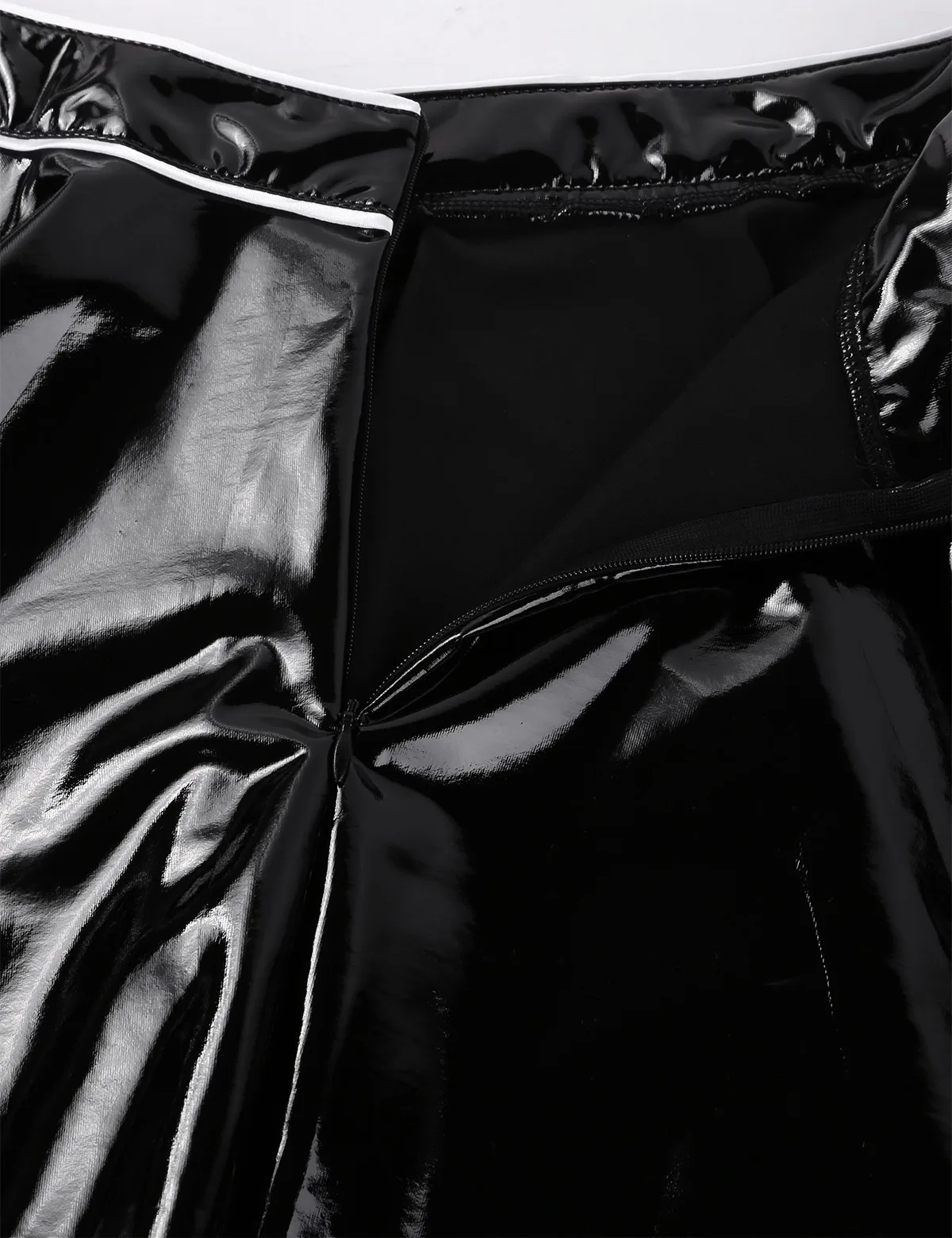 Для женщин горничной Косплэй кожаный костюм женский хит Хэллоуин Одежда для прислуги нарядное Наряжаться латекс укороченный топ и короткая юбка колье костюм