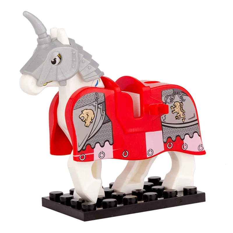 Single Medieval Knights War Armored Horse Wild Animal Figure Horse Building Blocks MOC Accessories Sets Model Kits Bricks Toys (5)