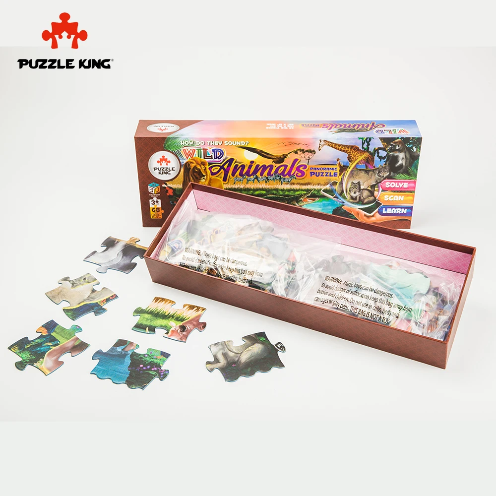 

Puzzle King 68 Pieces 140 *30cm AR 3D Jigsaw Puzzles Educational Toys Animal Educational Puzzle Toy for Kids Birthday Gift