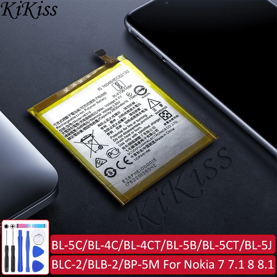 Battery BL 5C/4C/4CT/5B/5CT/5J BLC-2 BLB-2 BP-5M HE322 HE340 HE346 HE347 HE328 HE333 HE362 HE354 HE330 For Nokia 7 7.1 8 8.1 9 | Мобильные