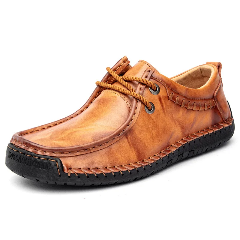 38-48; Повседневная обувь; Мужская ; удобная Брендовая обувь из натуральной кожи; мужская кожаная обувь;#9902 - Цвет: yellow