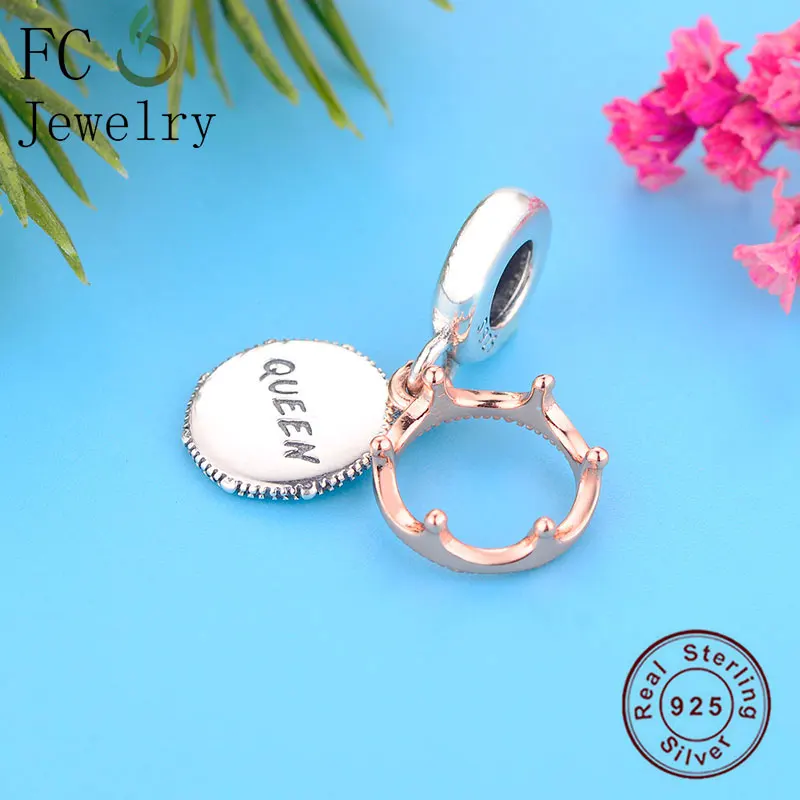 FC ювелирные изделия, подходят к оригинальным браслетам Pandora, брелоки, 925, серебро, розовое золото, queen корона кулон из бисера для изготовления моменты Для женщин Berloque(брелоков